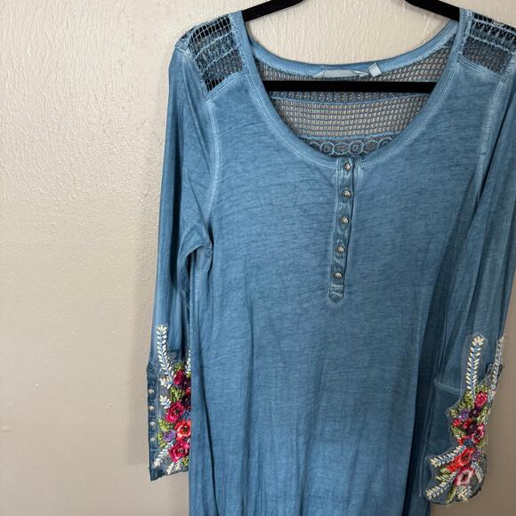 Soft Surroundings AVA Maxi Size Medium Dress Beaded EMBROIDERED Crochet - Picture 3 of 12